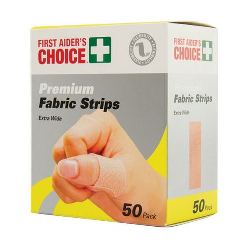 WORKWEAR, SAFETY & CORPORATE CLOTHING SPECIALISTS - Premium Fabric Bandaid Strips - 72 x 25mm (Box of 50)