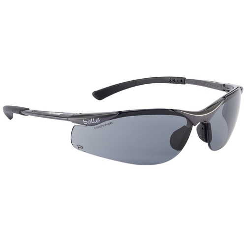 WORKWEAR, SAFETY & CORPORATE CLOTHING SPECIALISTS - CONTOUR Dark Gun Frame PLATINUM AS/AF Smoke Lens - Spectacles