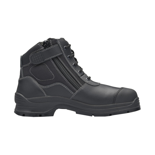 WORKWEAR, SAFETY & CORPORATE CLOTHING SPECIALISTS - 319 - Workfit - Black Leather zip side ankle safety hiker