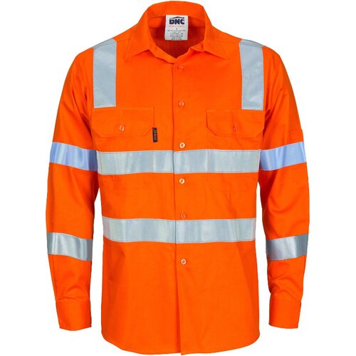 WORKWEAR, SAFETY & CORPORATE CLOTHING SPECIALISTS - DNC Hi-Vis D/N Lightweight Cotton Vic Rail Shirt