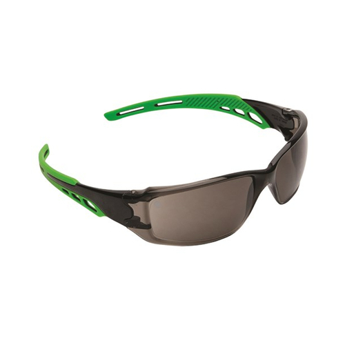 WORKWEAR, SAFETY & CORPORATE CLOTHING SPECIALISTS - Cirrus Green Arms Safety Glasses A/F Lens - Smoke
