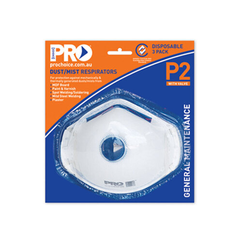 WORKWEAR, SAFETY & CORPORATE CLOTHING SPECIALISTS - P2 with Valve  Respirators in Blister Pack - 3 Pk
