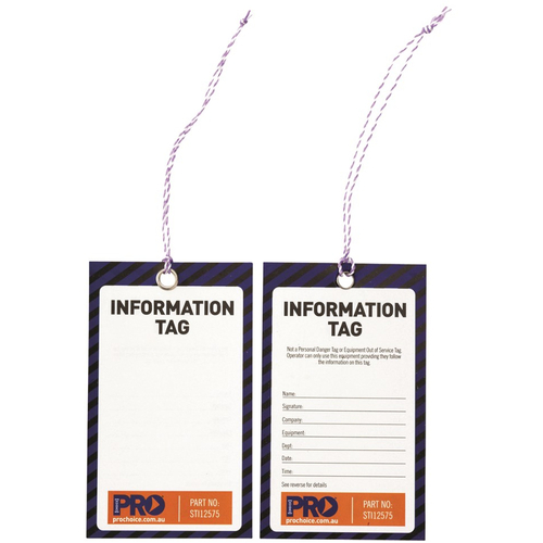 WORKWEAR, SAFETY & CORPORATE CLOTHING SPECIALISTS - Safety Tag "INFORMATION" 125mm x 75mm - Pack of 100