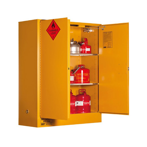 WORKWEAR, SAFETY & CORPORATE CLOTHING SPECIALISTS - Flammable Storage Cabinet 350L 2 Door, 3 Shelf