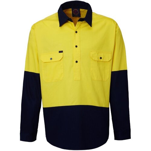 WORKWEAR, SAFETY & CORPORATE CLOTHING SPECIALISTS - Closed Front 2 Tone Shirt - Long Sleeve