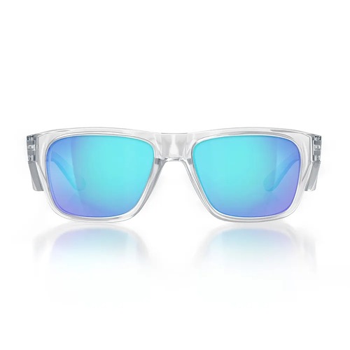 WORKWEAR, SAFETY & CORPORATE CLOTHING SPECIALISTS - Fusions Clear Frame/Mirror Blue Polarised UV400