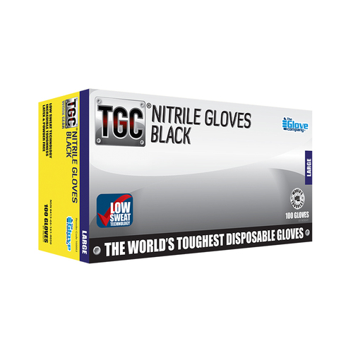 WORKWEAR, SAFETY & CORPORATE CLOTHING SPECIALISTS - TGC Black Nitrile Disposable Gloves - Box of 100
